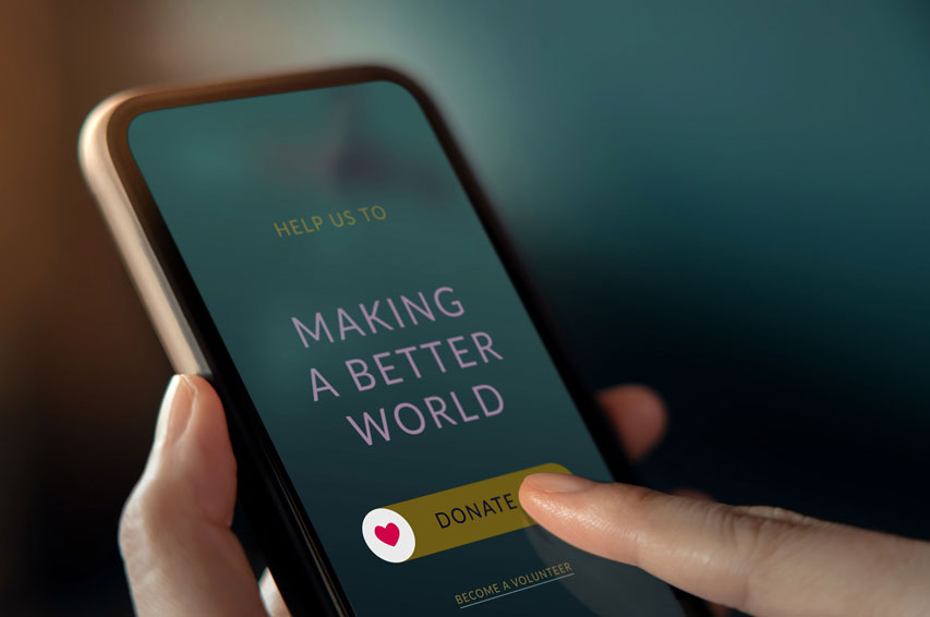 Charity app with a donate button