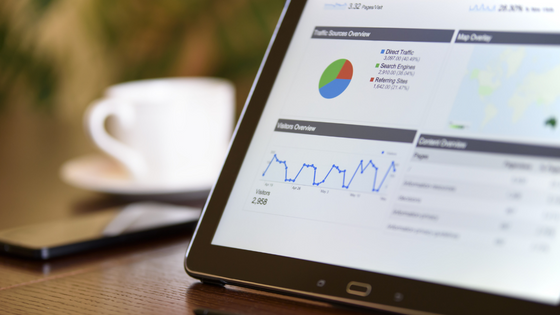 Digital marketing dashboard displaying web traffic analytics and marketing campaign performance